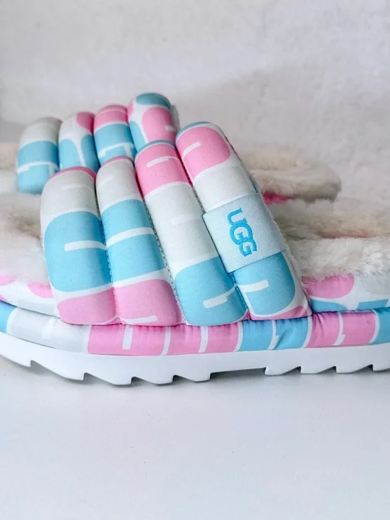 UGG Pride Maxi Platform Slide Sandal Pink Blue Size 8 multicolor Summer sandal - Picture 2 of 11